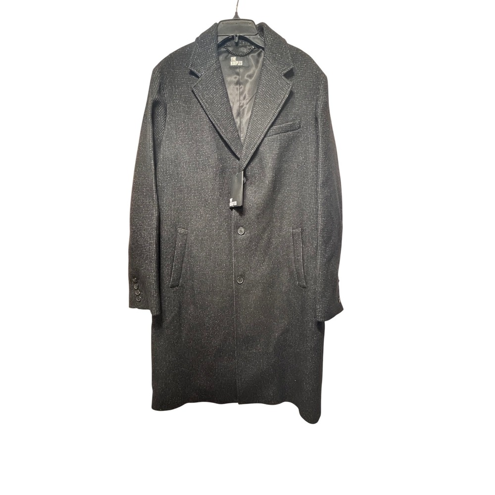 The Kooples Trend Long Wool Single Breasted Overcoat Charcoal/Black FR 46/ US 36